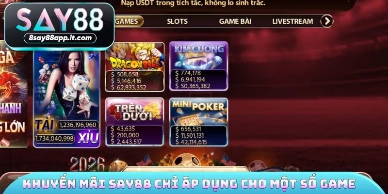 Khuyến mãi SAY88 chỉ áp dụng cho một số game 